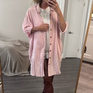 MAX & MOI Paris Pink Lyocell Oversized Shirt Dress Size 14 (M/L)